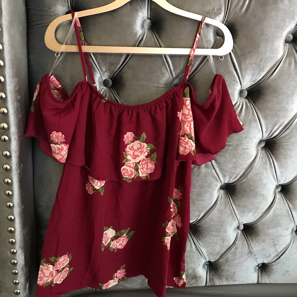 NWOT Juniors Off The Shoulder Ruffle Top